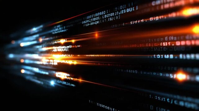 Dynamic abstract image representing data flow with glowing lights that symbolize speed and innovation in technology