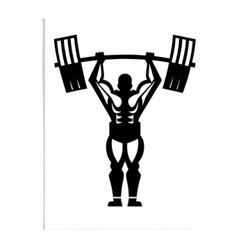 weightlifter icon silhouette in flat style for gym and fitness design