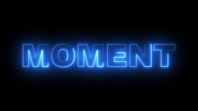 glowing neon Moment text icon animation on black background. neon Moment sign. neon Moment video animation. 4k motion video.