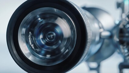 Close-up of a metallic industrial component with concentric circles and a blurred background