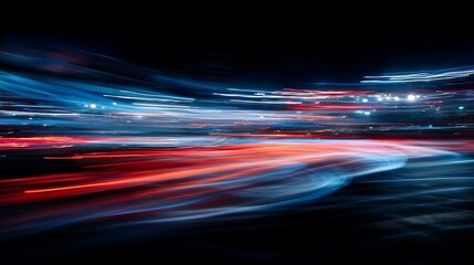 Colorful streaks of light against a dark background, suggestive of speed and motion