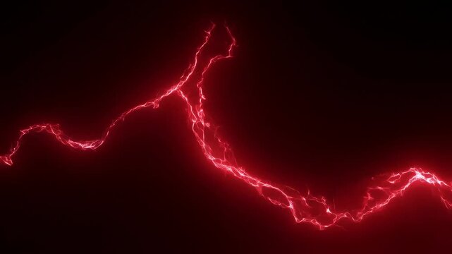 Dynamic red electric lightning bolts on dark background creating dramatic energy flow