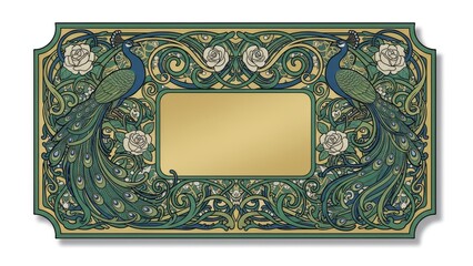 Elegant Art Nouveau frame with peacocks and roses for luxury design