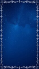 Azure sky, starry night, lace filigree border,  celestial,  blue