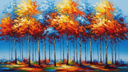 Vibrant autumn trees in a serene forest landscape