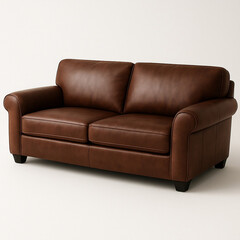 Contemporary red leather sofa and comfortable couch chair isolated on white background for modern living room interior design and home decor object