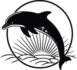 dolphin jumping silhouette vector illustration

