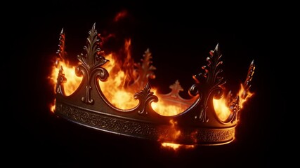 Burning crown engulfed in flames captures dramatic transformation and intense emotion