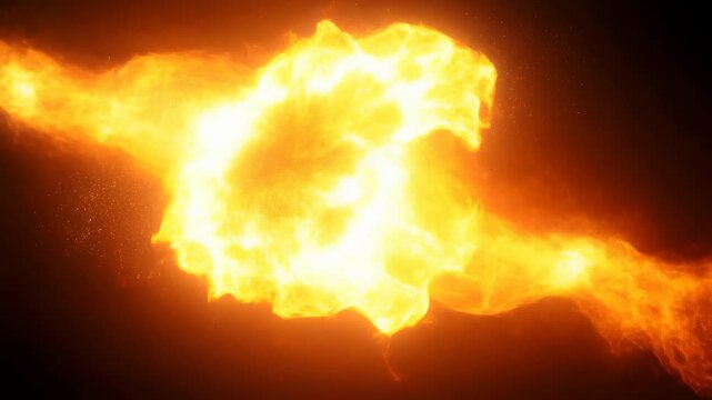 Fiery cosmic collision: explosive orb impact and flame burst in space