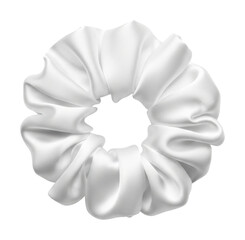 Elegant white satin scrunchie fashion accessory isolated on transparent background