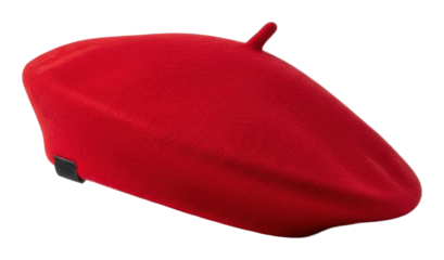 Vibrant red beret fashion accessory product isolated on transparent background