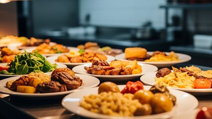 Variety of Restaurant Dishes Prepared for Food Service