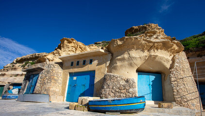 The Cave Boat Houses at San Filep Gozo Malta