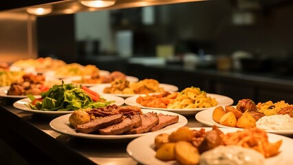 Food Industry Concept with Plated Restaurant Dishes