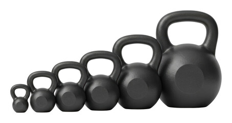 Improve fitness with kettlebell training eye-level weight lifts isolated on transparent background