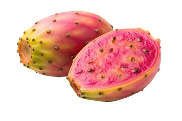 Sliced prickly pear fruit isolated on white background