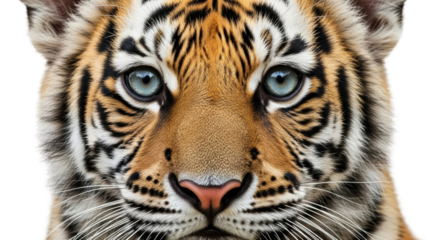 Stunning tiger portrait wildlife nature isolated on transparent background