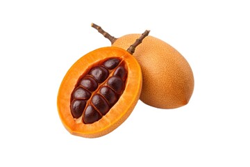 Cross section of a mamey sapote isolated on white background