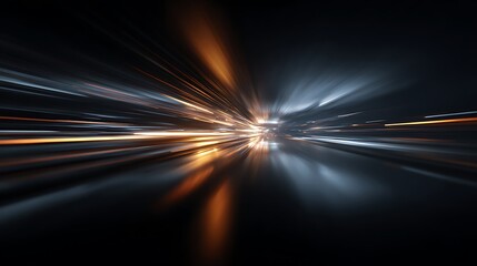 Dynamic visual of light trails, radiating outwards with a futuristic and energetic aesthetic
