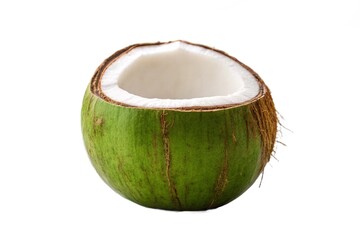 Freshly cut green coconut isolated on white background