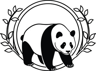 panda mascot logo silhouette vector illustration
