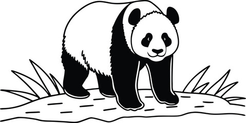 panda minimal logo silhouette vector illustration
