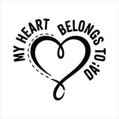 A calligraphic black heart design expresses affection for Dad framed by a loving dotted arc