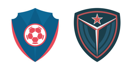 Shield logo set with a soccer ball crest and a star emblem, suitable for sports team branding