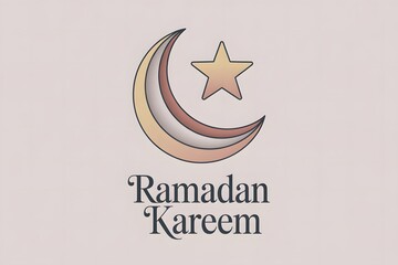 Simple Ramadan Kareem greeting design with moon and star on clean background