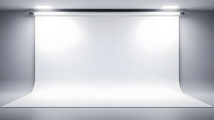 Spacious Modern Photography Studio with Bright White Cyclorama Background and Professional Lighting Setup