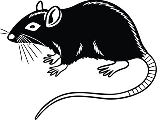 rat cartoon silhouette vector illustration
