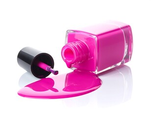 Pink Nail Polish Spill on White Surface.