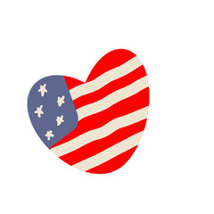 Heart shaped american flag illustration showing red white stripes blue stars symbolizing patriotism love and national pride.