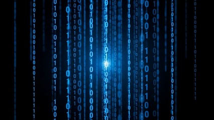 Binary code streaming down the screen