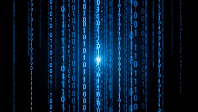 Binary code streaming down the screen - Powered by Adobe