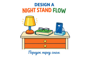 Organized nightstand with lamp, book, glasses, and phone dock