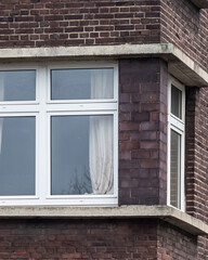 Corner window of a brick residential building