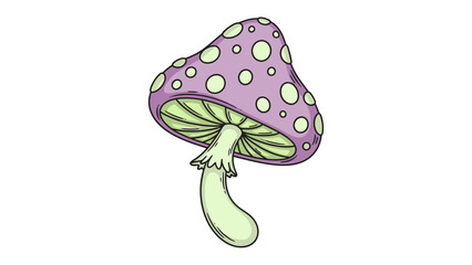 Whimsical Mushroom: A vibrant illustration of a whimsical mushroom, with a spotted cap, exudes a fantastical charm, perfect for conveying a sense of imagination and fantasy.
