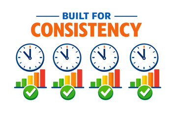 Built for consistency: clocks, bar graphs, and checkmarks reflect timeliness and stability