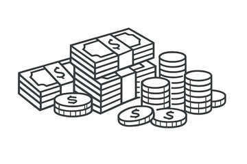 Stacks of Money and Coins
