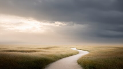 Obraz premium PTSD recovery journey concept with peaceful path forward