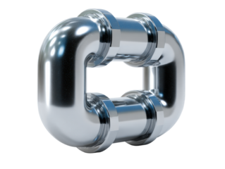Chrome metallic pipe square with rounded corners