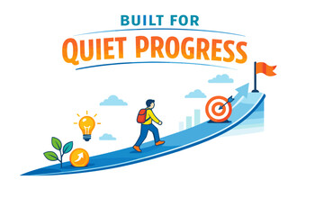 Quiet progress journey with goal achievement theme