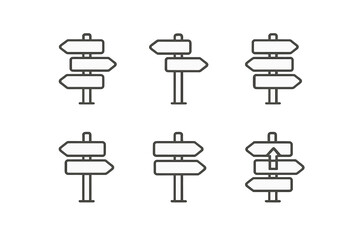 Set of directional road signs icons
