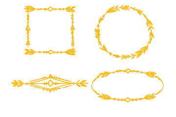 Golden ornate frames and borders on a dark background