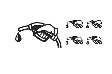 Gasoline pump nozzle and fuel drop icons