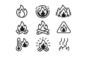 Collection of fire and heat related icons