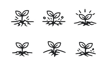 Growth and Development Seedling Icons Set
