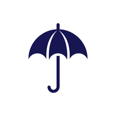 Navy blue umbrella icon on white