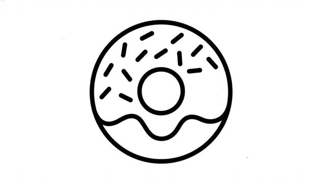 Simple Outline Icon of a Donut doughnut symbol